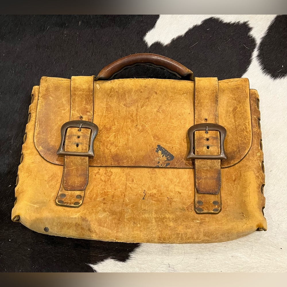 VINTAGE Yellow Leather Briefcase